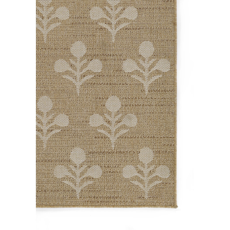 Saybrook Floral Power Loom Polypropylene Plastic Indoor / Outdoor Area Rug in Beige/Brown, Rectangle 5'3" x 7'