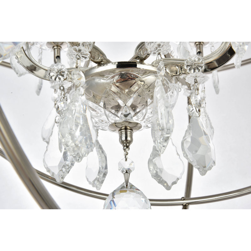Lustre sphérique unique à 6 lumières Svante, Cristal (transparent), Nickel poli
