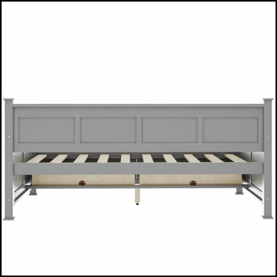 Lit de jour moderne et rustique de style décontracté avec 2 grands tiroirs et une structure en forme de X, parfait pour le rangement et le confort