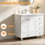 Meuble-lavabo autoportant moderne blanc de 81 cm avec dessus en céramique