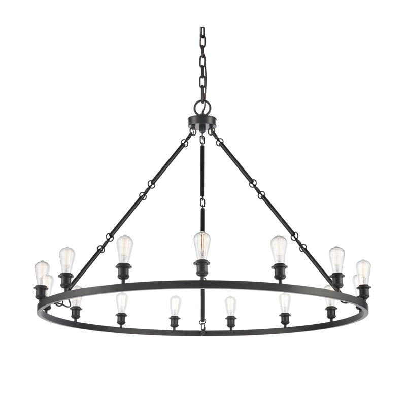 Lustre en roue de chariot unique 20 lumières Monyea