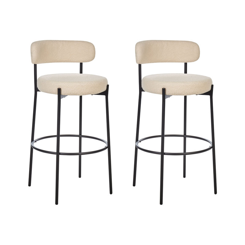 Romanok Upholstered Counter Stool with Metal Frame, Light Beige