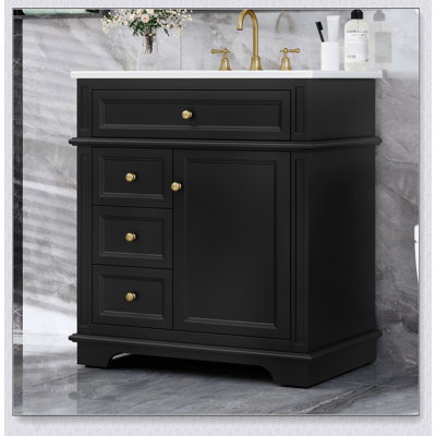 Meuble-lavabo moderne de 30 pouces avec lavabo, tiroirs à fermeture en douceur et rangement spacieux pour une conception élégante et fonctionnelle