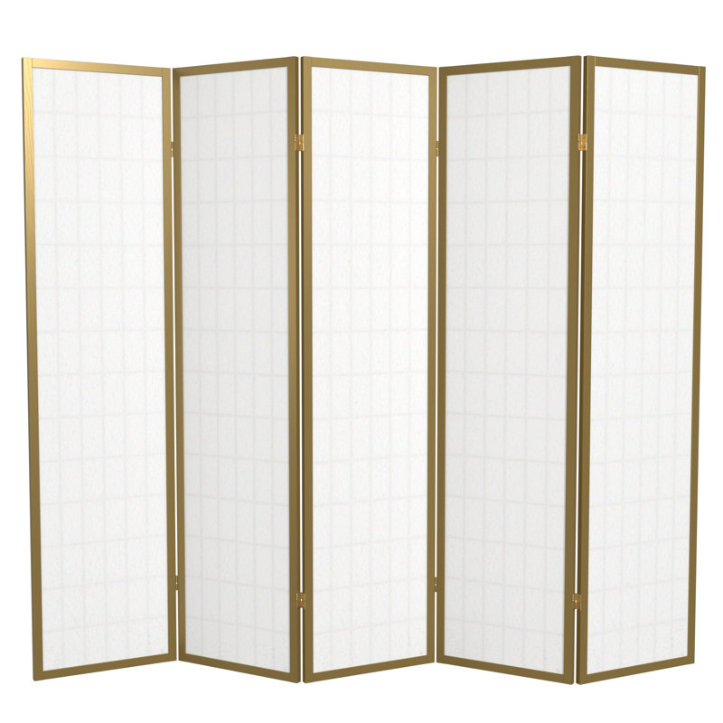 Paravent de cloison pliable 4 panneaux Ebern Designs, Doré, 5