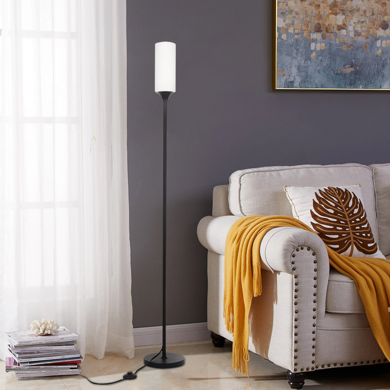 64.96'' Black LED Torchiere Floor Lamp Set with Outlet