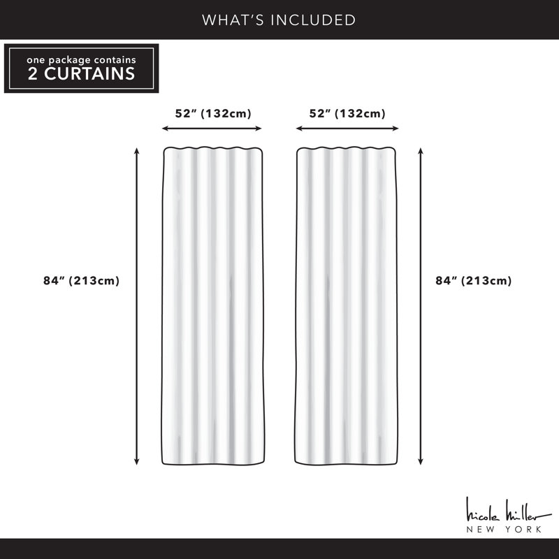 Nicole Miller Circuit Room Darkening Hidden Tab/Rod Pocket Top Curtain Panel Pair, 52" x 84", Natural