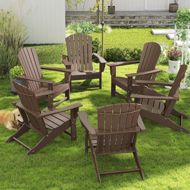 Chaise Adirondack pour l'extérieur Hdpe (ensemble de 6), Bois brun