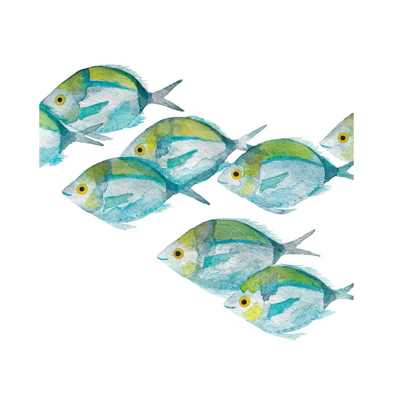 Fishes - Wrapped Canvas Painting, 93.98 cm H x 93.98 cm W x 1.91 cm D