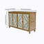 Armoire décorative avec 4 portes, armoire buffet avec rangement Farmhouse, crédence moderne avec portes florales sculptées en bois