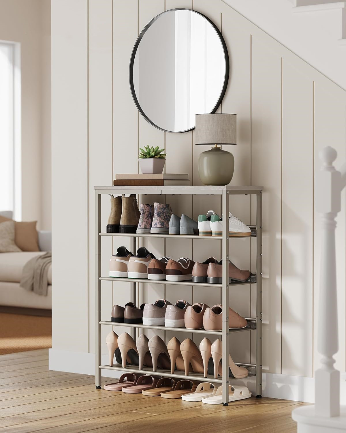 Hokku Designs 5-Tier Shoe Rack Organizer With Adjustable Mesh Shelves ...