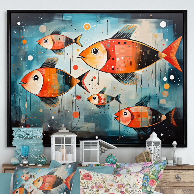 " Minimalism Fish Collages II ", Cadre flottant noir, H 24 po x l 32 po x P 1 po