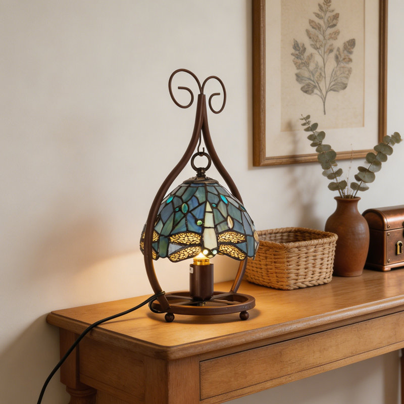 Lampe de table libellule 1 lumière Tiffany Style