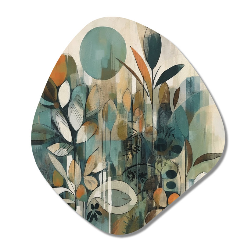 Art mural asymétrique orange et vert Bohemia III - Boho Feather, H 35 po x l 31 po