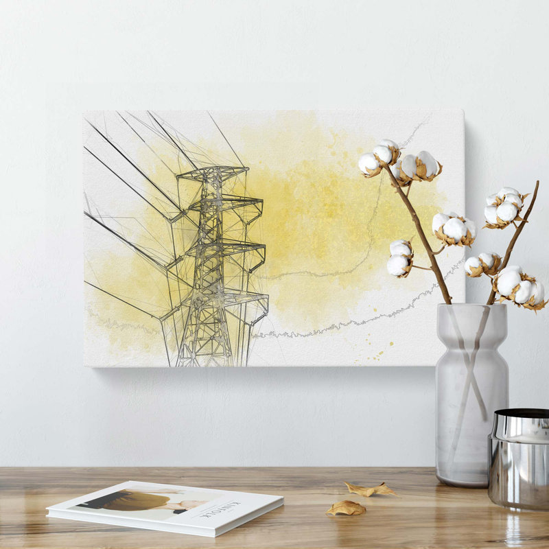 High Voltage In Yellow In Abstract - Wrapped Canvas, 60cm H x 91cm W x 3cm D