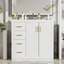 Ensemble de meuble-lavabo moderne avec lavabo en céramique, meuble de rangement pour salle de bain, meuble-lavabo autoportant avec 3 tiroirs et portes à fermeture douce-128998990-128998993-128998997