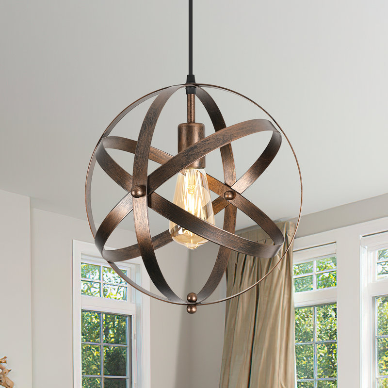 Vintage Industrial Pendant Ceiling Light Fitting E27 Globe Chandelier, Rust Color