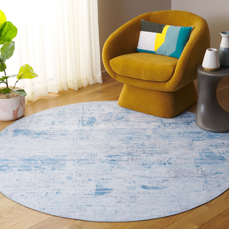 Seandre Abstract Machine Washable Area Rug, Rond 6 pi