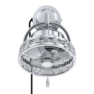 Luxe Twirl 10" Brushed Chrome 3-Speeds Wall Fan With Pull Chain