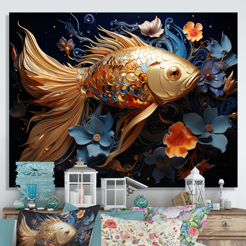 Attalie pêche rêveuse profonde - imprimé, H 24 po x l 32 po x P 1 po, Toile tendue