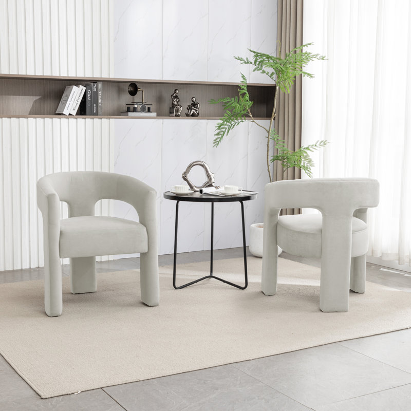 Demita 19.49'' H Tufted Velvet Upholstered Armchair, Beige