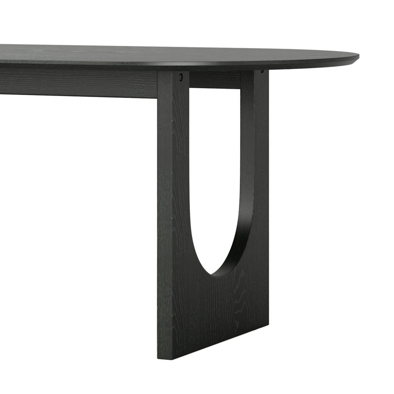 7 - Piece Oval Solid Wood Dining Set, Black