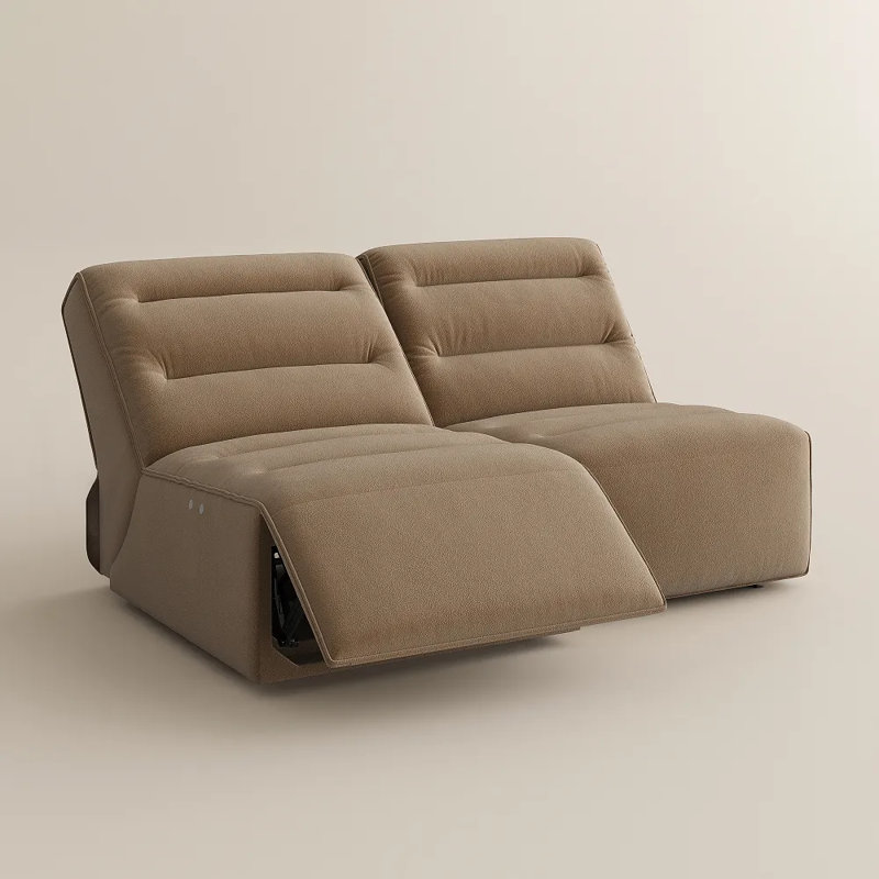 Canapé inclinable électrique Halune, 37" H x 134" W x 44.5" D, Brun