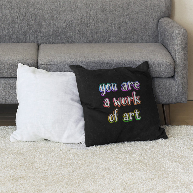 Coussin de sol œuvre d’art, H 36 po x l 36 po, Arc-en-ciel
