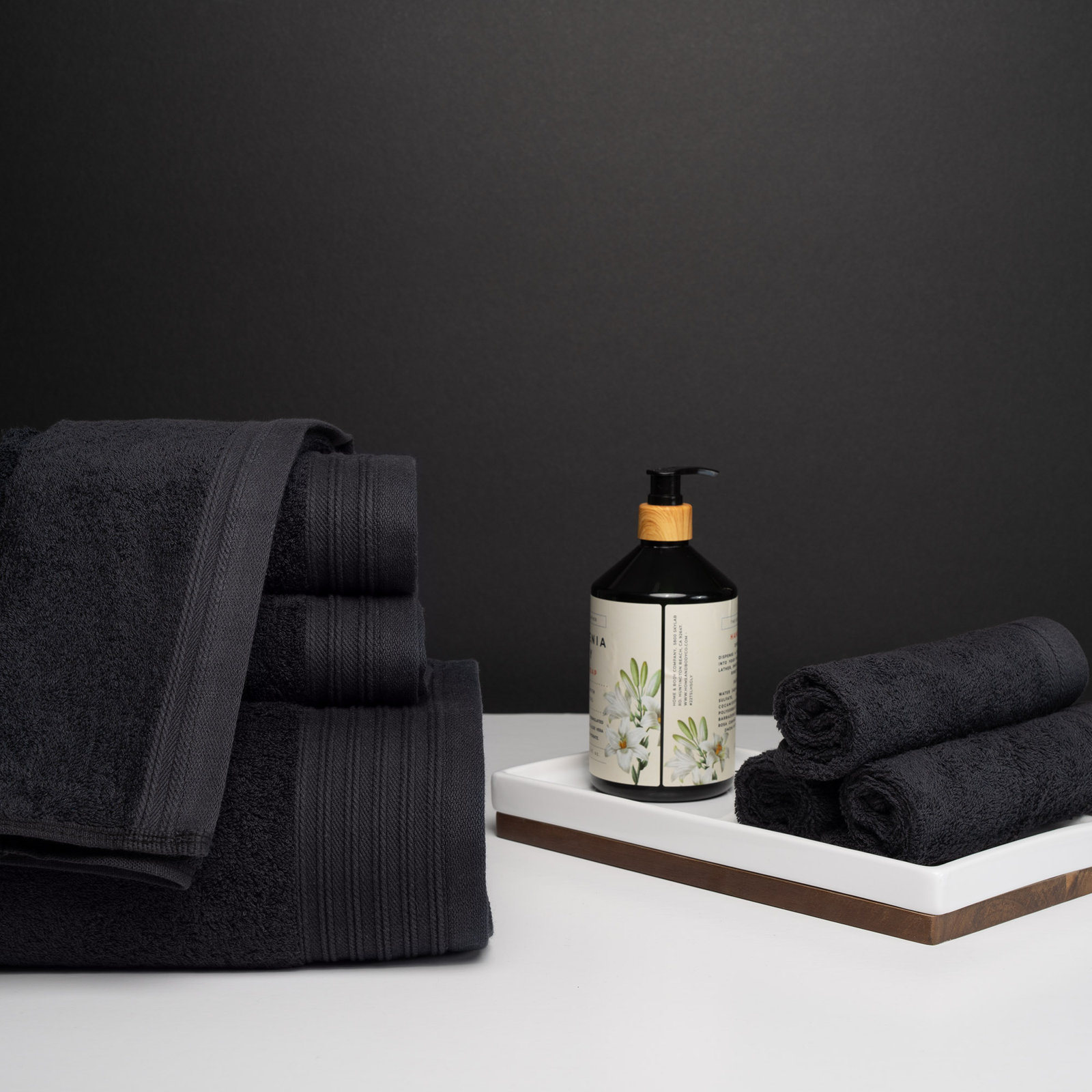 Doncia 8-Piece Cotton Towel Set, Black