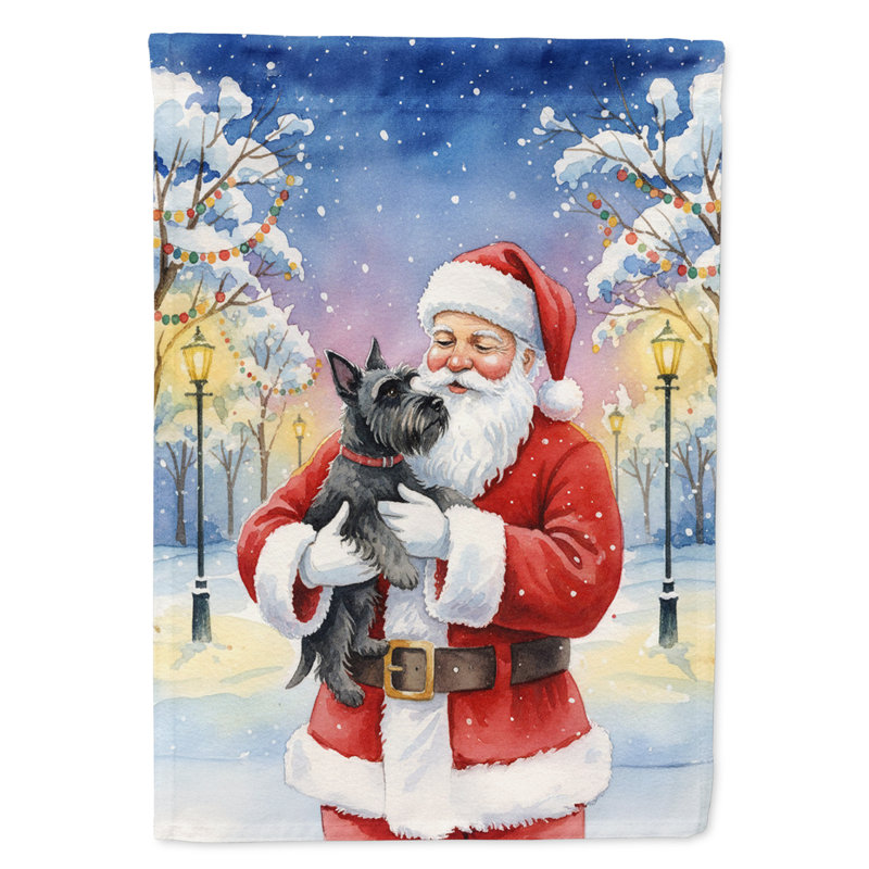 Terrier écossais avec drapeau du père Noël, Taille du jardin, Terrier écossais