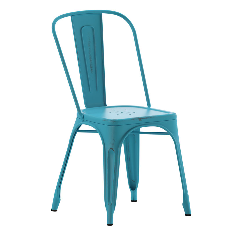 Lily Metal Stackable Side Chair , Blue