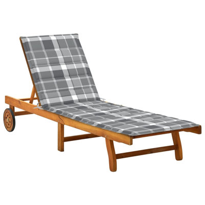 Chaise longue simple en acacia 80 po avec coussins Shrihan