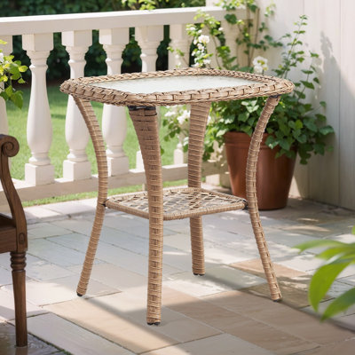 Table d'appoint en osier et verre Bonia