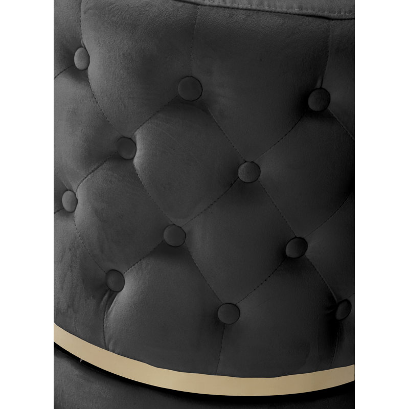 Repose-pieds standard de couleur unie en velours touffeté et large 18 po Vancouver, Velours noir