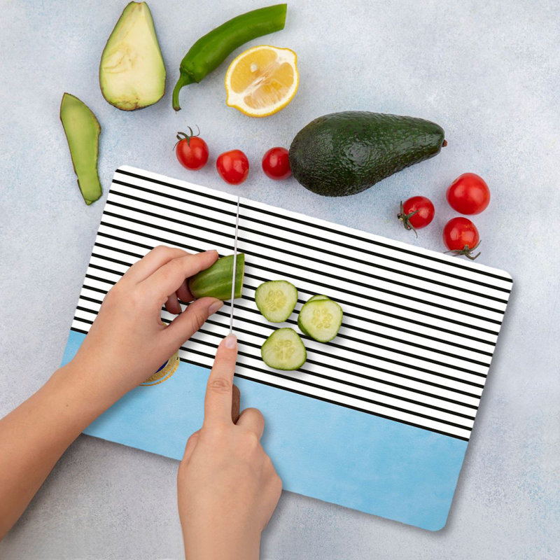 Tempered Glass Cutting Board, 7.9 x 11.8 inches | 100% Antibacterial, Easy-Clean Surface, Non-Slip Silicone Feet | Perfect for Food Prep & Serving, Durable & Stylish Kitchen Essential, Not Dishwasher Safe