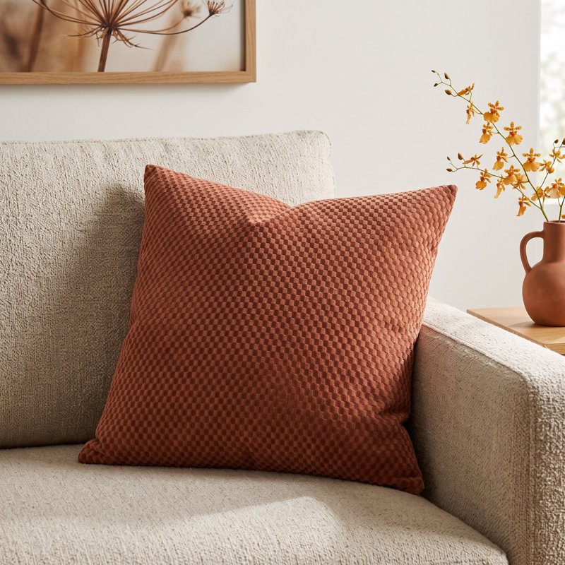 Zoya Textured Cotton Throw Pillow, Terracotta