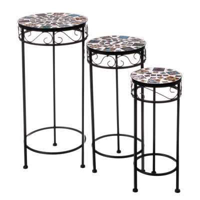 3 Piece Bistro Iron Side Table Set