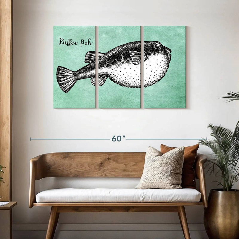 Brampt Puffer Fish Sketch, 28" H x 45" W