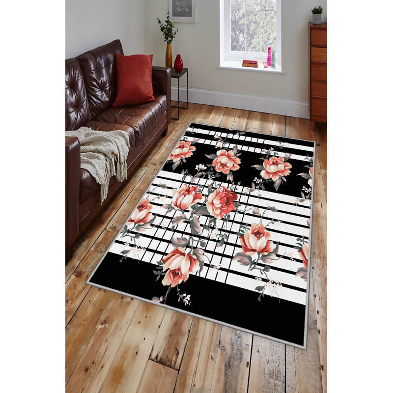 Non-Slip Hall Carpet, 3.3 x 9.8 ft, 100% Polyester, 0.4 in Pile Height, Antibacterial & Machine Washable | 3D Digital Print, Durable Woven Design, Perfect for Home & Office, Easy Care & Maintenance