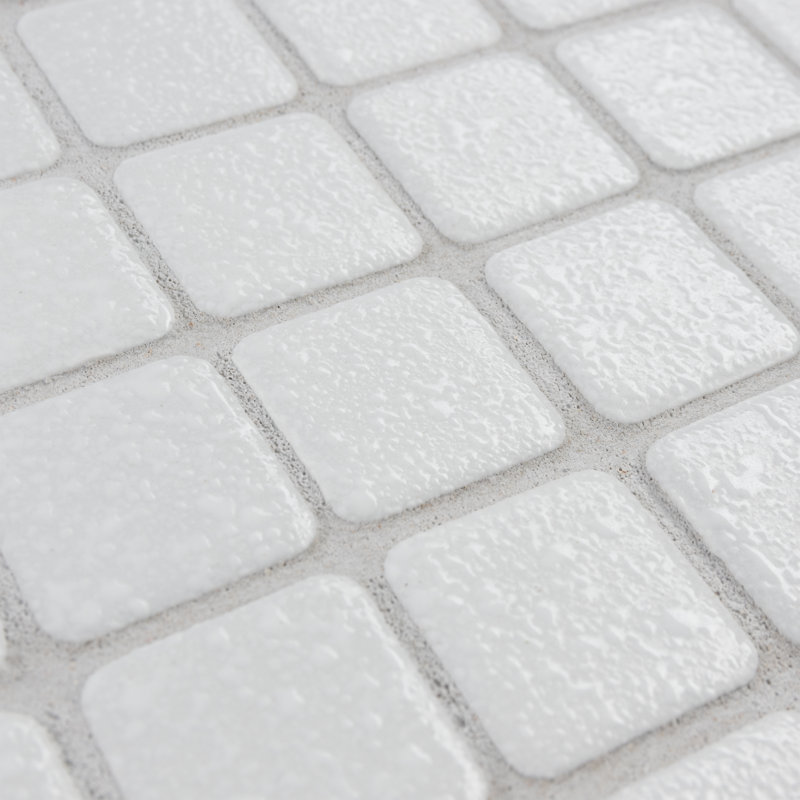 Crystalline Square 1.1" x 1.1" Porcelain Grid Mosaic Wall & Floor Tile, White