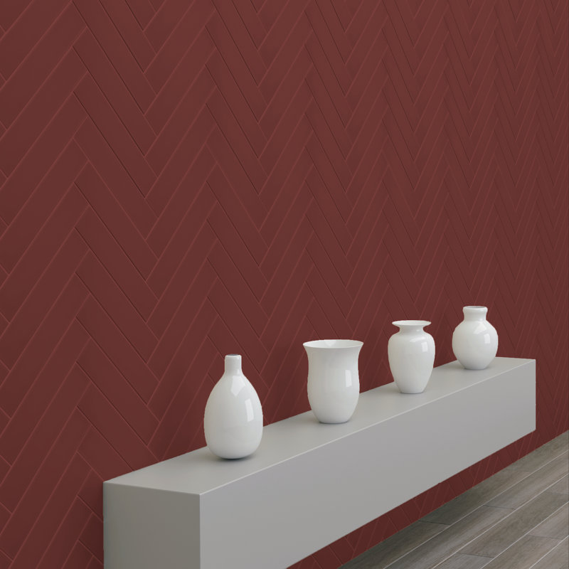 Curvaceous 3" x 12" Ceramic Wall Tile, Maroon