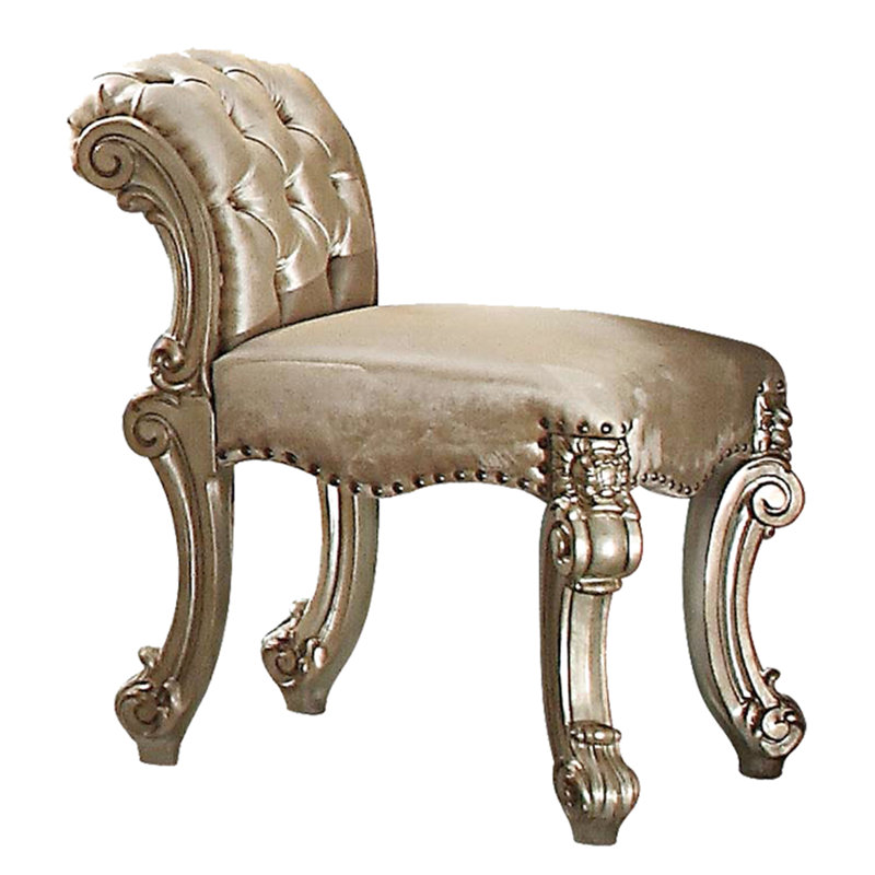 Siège de coiffeuse confortable doré et os avec une finition contrastée antique