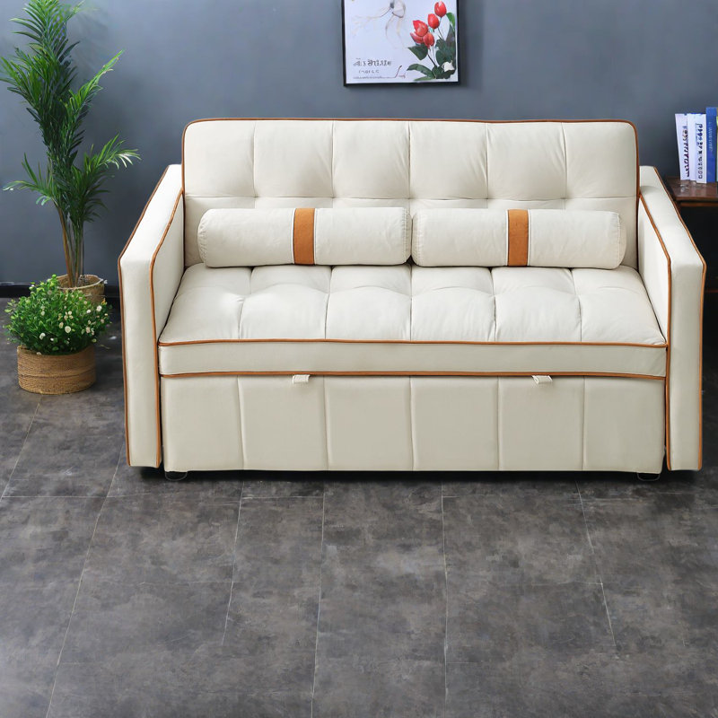 Space-saving Velvet Sofas With Storage, Adjustable Pull-out Bed For Modern Living