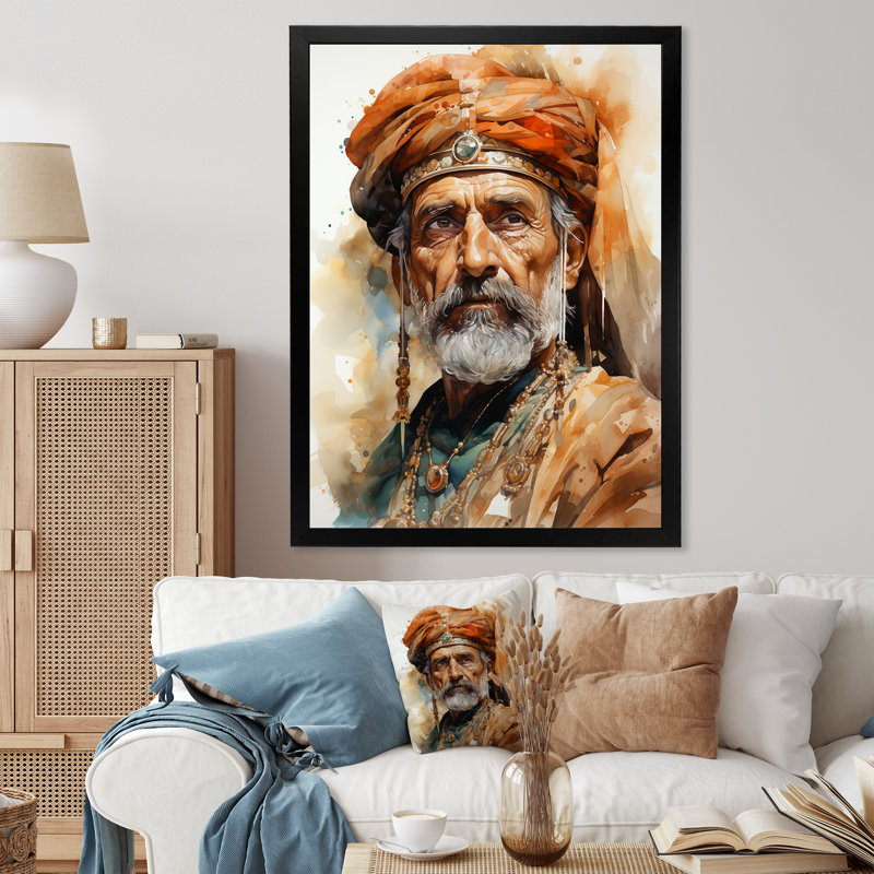 Chef Akbar le Grand II - reproduction, Cadre photo noir, H 20 po x l 12 po x P 1 po