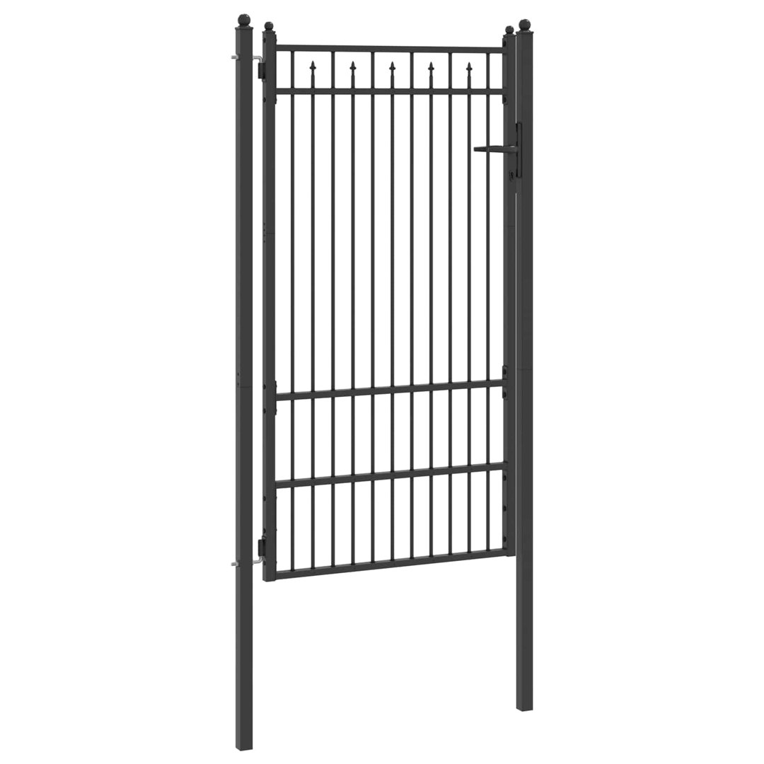 Vidaxl Fence Gate HORST Black Metal Modern Outdoor Fencing Entry Barrier Home