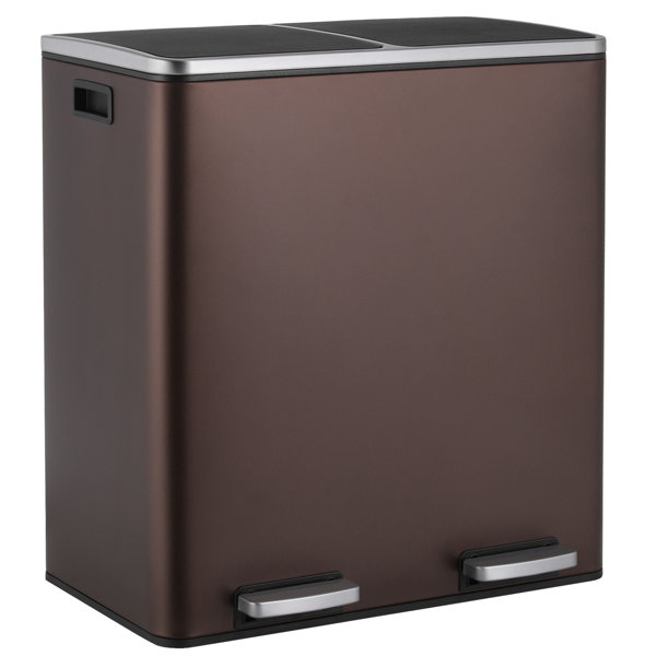 Stainless Steel 13-Gallon Kitchen Trash Can with Step Lid in Copper Bronze