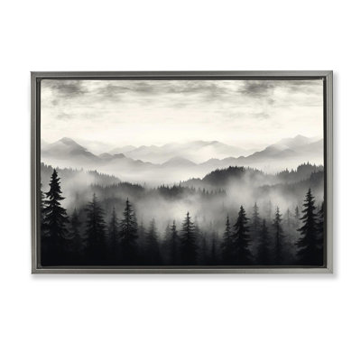  Black Gradient Mountains Framed Floater Canvas by LSR Design Studio