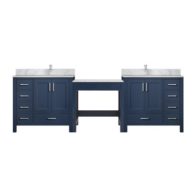 Meuble-lavabo double autoportant 102 po avec comptoir en marbre de Carrare