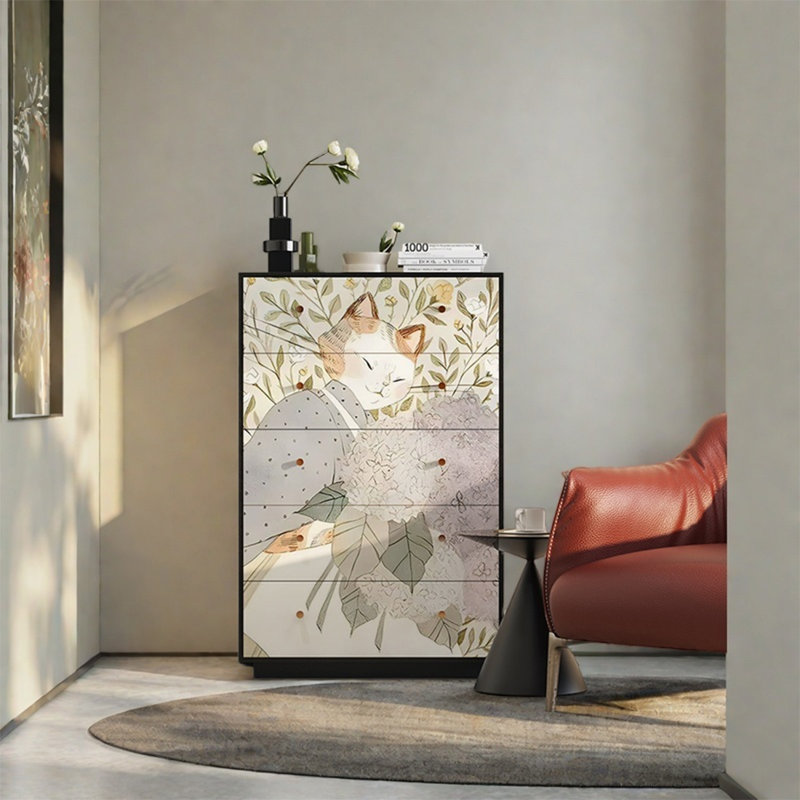 Armoire de rangement en bois de pin massif avec tiroirs