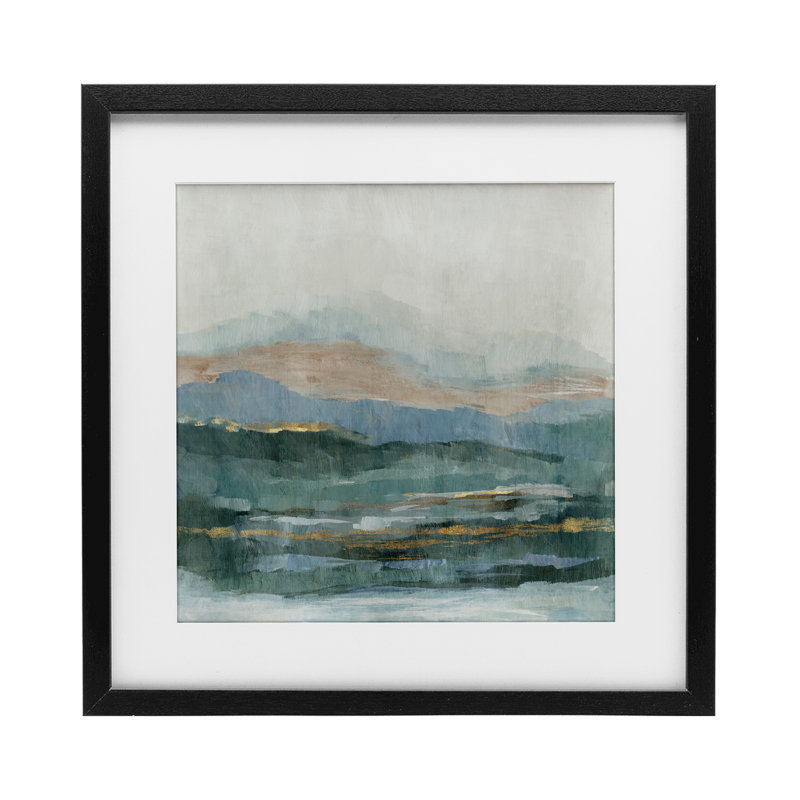 Seaside Summits Landscape, reproduction encadrée sous verre, conception de Jacob Q, H 16 po x l 16 po, Cadre noir minuit