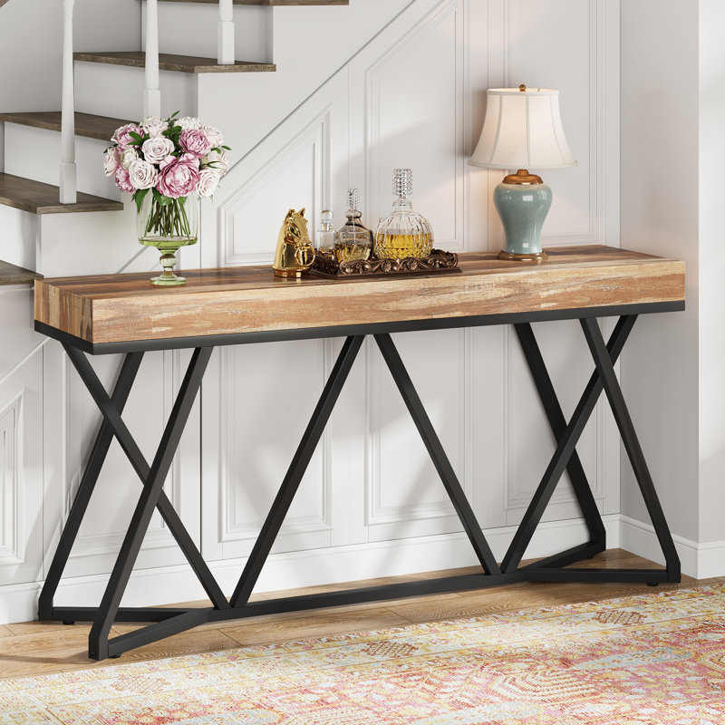 Warnack 55.11" Console Table, Brown, Black